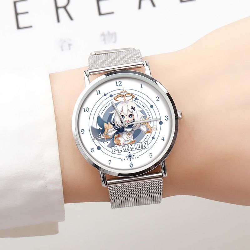 Genshin impact xem anime hoạt hình Klee Keqing ZhongLi Hutao xung quanh nam và nữ sinh viên đồng hồ thạch anh không thấm nước D04F