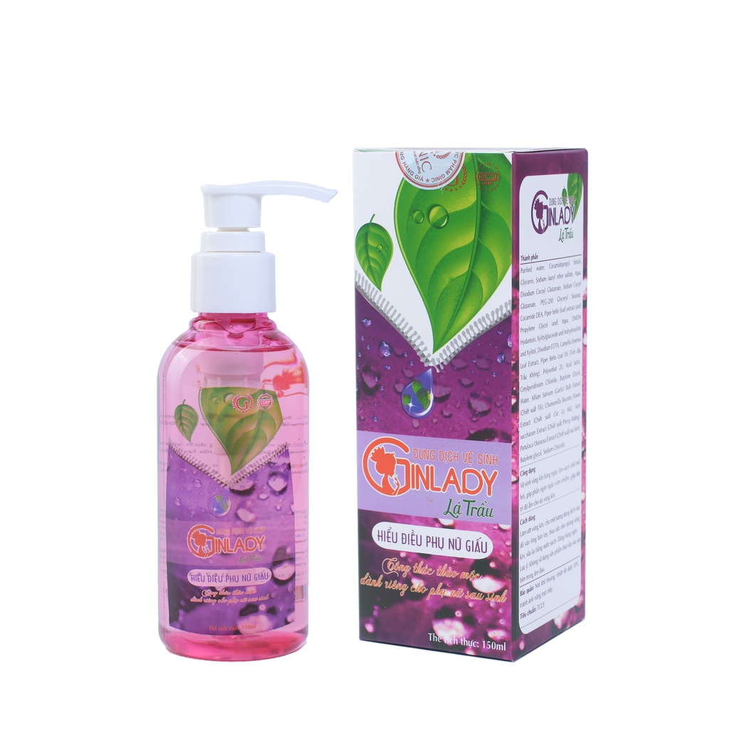 Dung Dịch Vệ Sinh Lá Trầu GINLADY 150ML Giúp Kháng Khuẩn, Khử Mùi, Duy Trì Độ Ẩm Cho Da Vùng Kín.