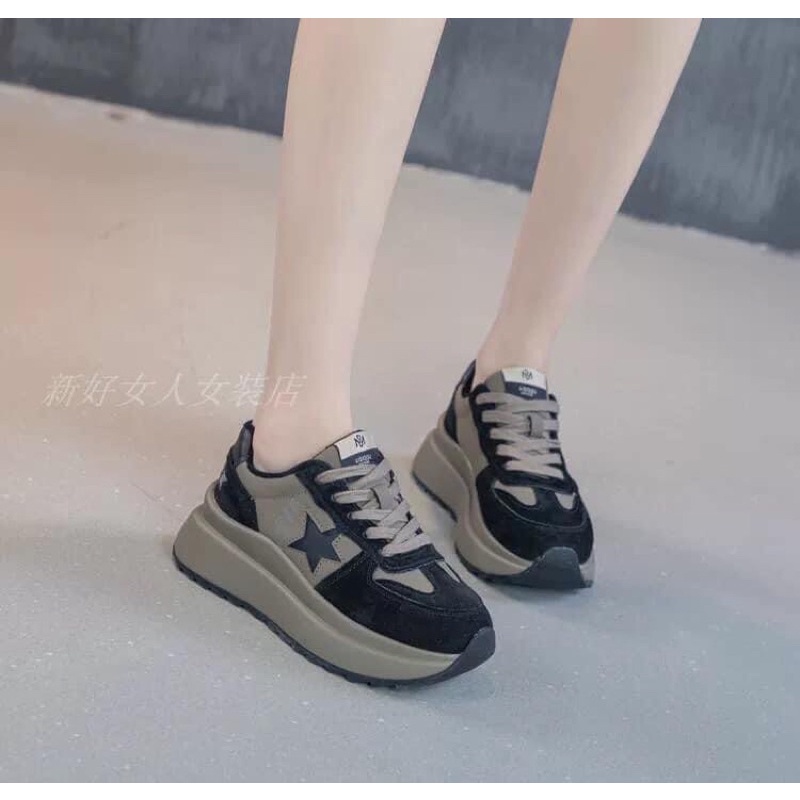 Giày thể thao hình sao nâu đen,phối chữ N cá tính kiểu dáng hàn quốc