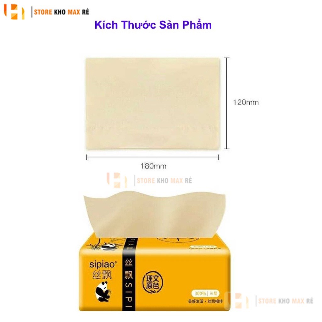 Khăn Giấy Ăn Gấu Trúc Sipiao 300 Tờ siêu dai, tiện lợi bỏ vào cặp đi học, đi chơi, đi dã ngoại