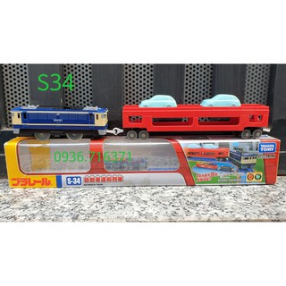 Mô hình tàu hỏa chạy pin Takara tomy chở xe S34 (tàu to, có 2 toa)