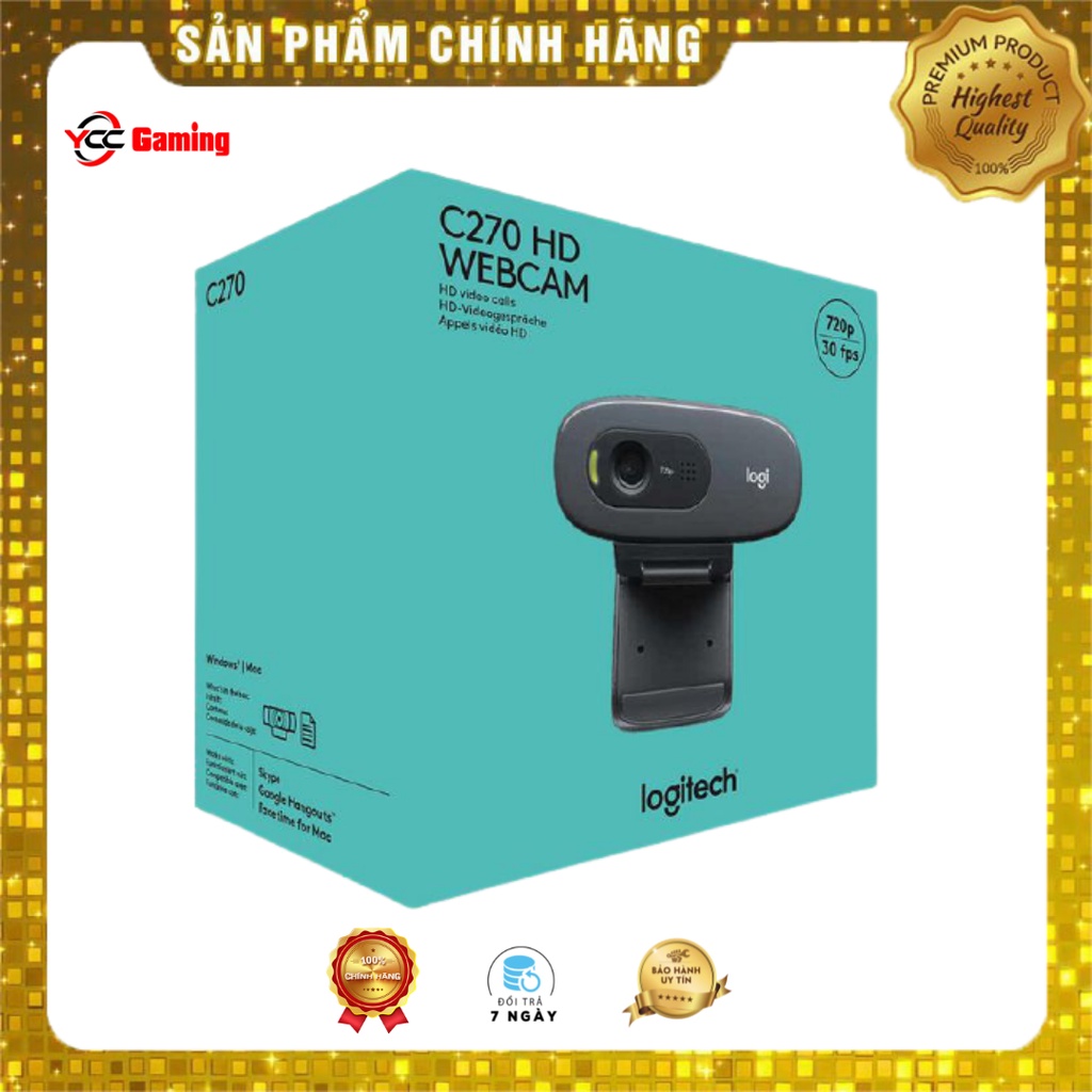 Webcam Logitech C270 HD 720P - Webcam PC sử dụng cho máy tính Chính Hãng Logitech - Bảo Hành 12 Tháng