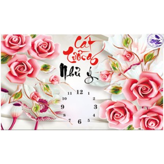 Tranh đính đá đồng hồ Cát Tường Như Ý. Kích thước: 68x45cm
