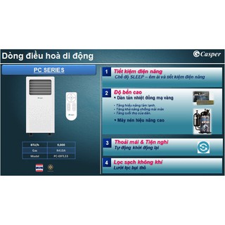 Máy lạnh di động Casper PC-09TL33 (1.0 HP) (Miễn phí giao tại HCM-ngoài tỉnh liên hệ shop)