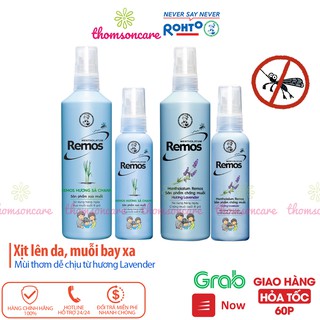Xịt chống muỗi Remos từ sả chanh, oải hương giúp xua đuổi chống muỗi, có thêm lô hội và vitamin E dưỡng da