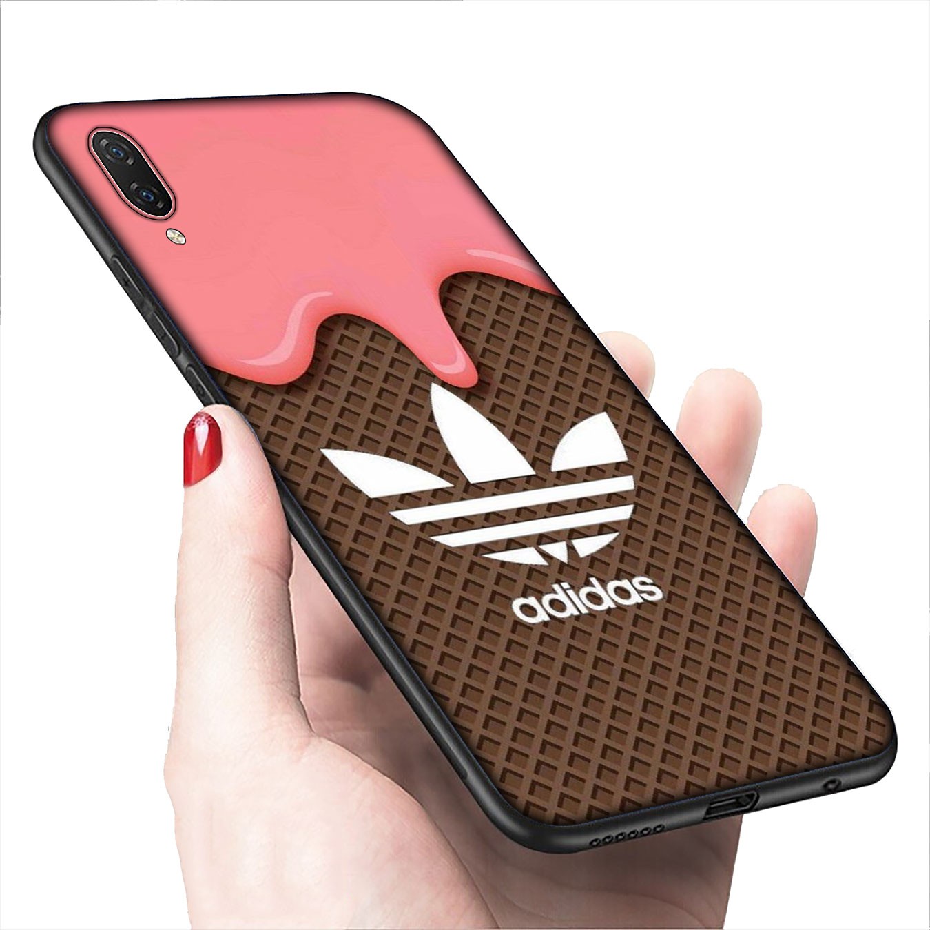 Soft Silicone iPhone 11 Pro XR X XS Max 7 8 6 6s Plus + Cover Logo flower Adidas Phone Case