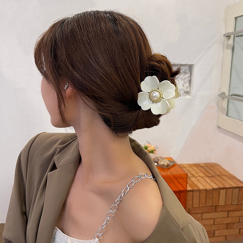 Kẹp tóc cỡ lớn đính hoa phong cách Hàn Quốc dễ thương cho nữ