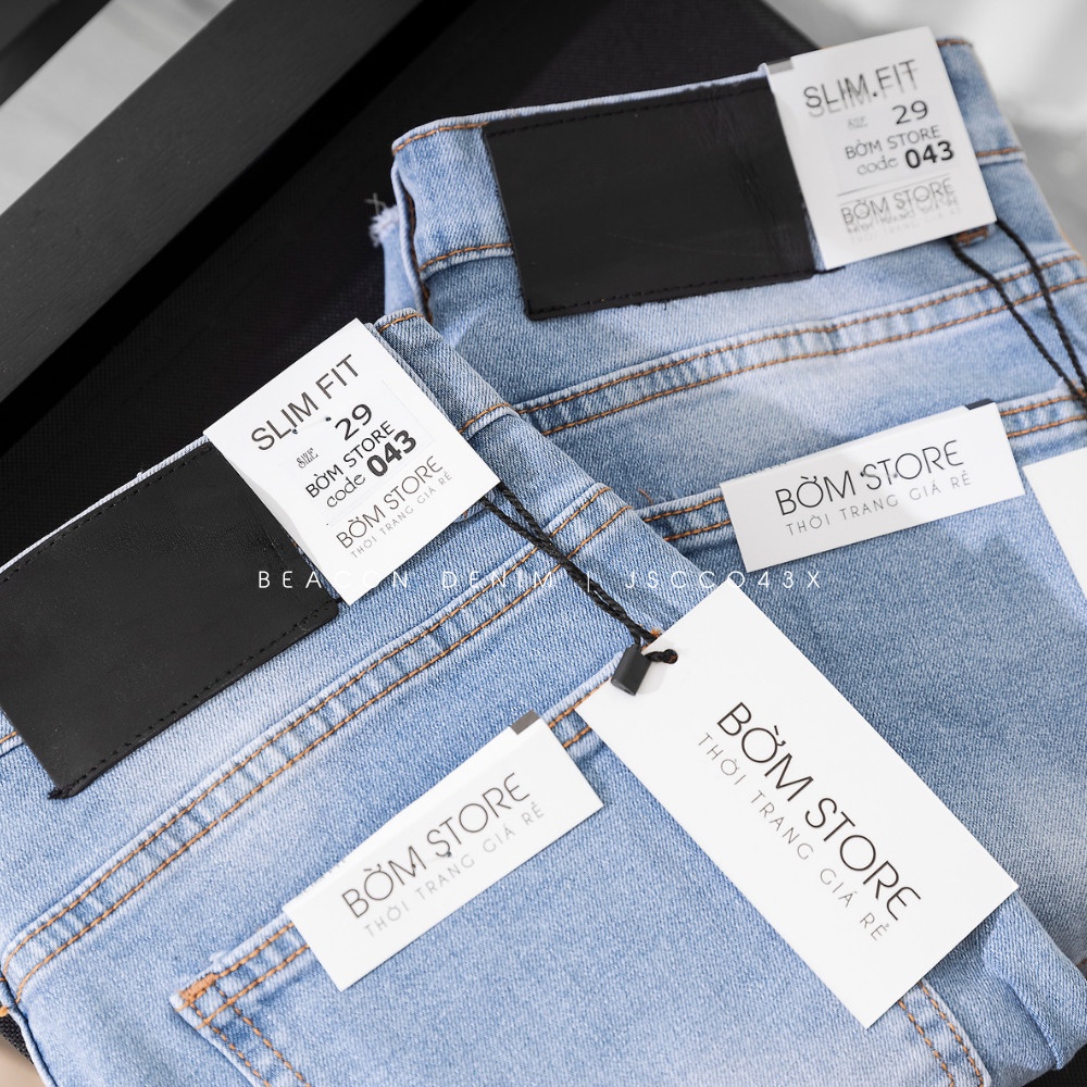 Quần Jean Short Nam Cao Cấp Xanh Nhạt Trơn Không Lai BEACON DENIM Form Slim Fit JSCC043X