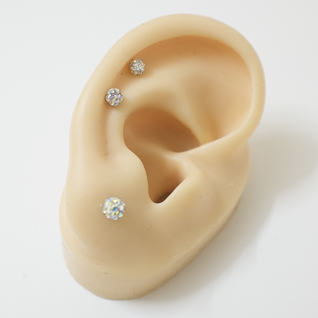 [1 Chiếc] Khuyên Tai Titan Unisex Bi Tròn Đá Nhuyễn 7 Màu Zircon Không Gỉ Sét Không Ngứa Bông Tai Julies Box 66