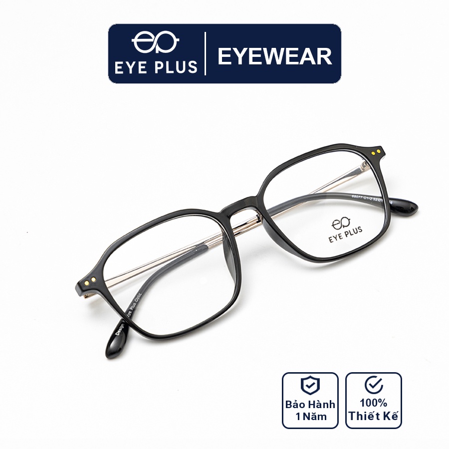 Gọng kính mắt cận nam nữ thời trang EYE PLUS dáng lục giác viền mảnh trẻ trung E450-68077