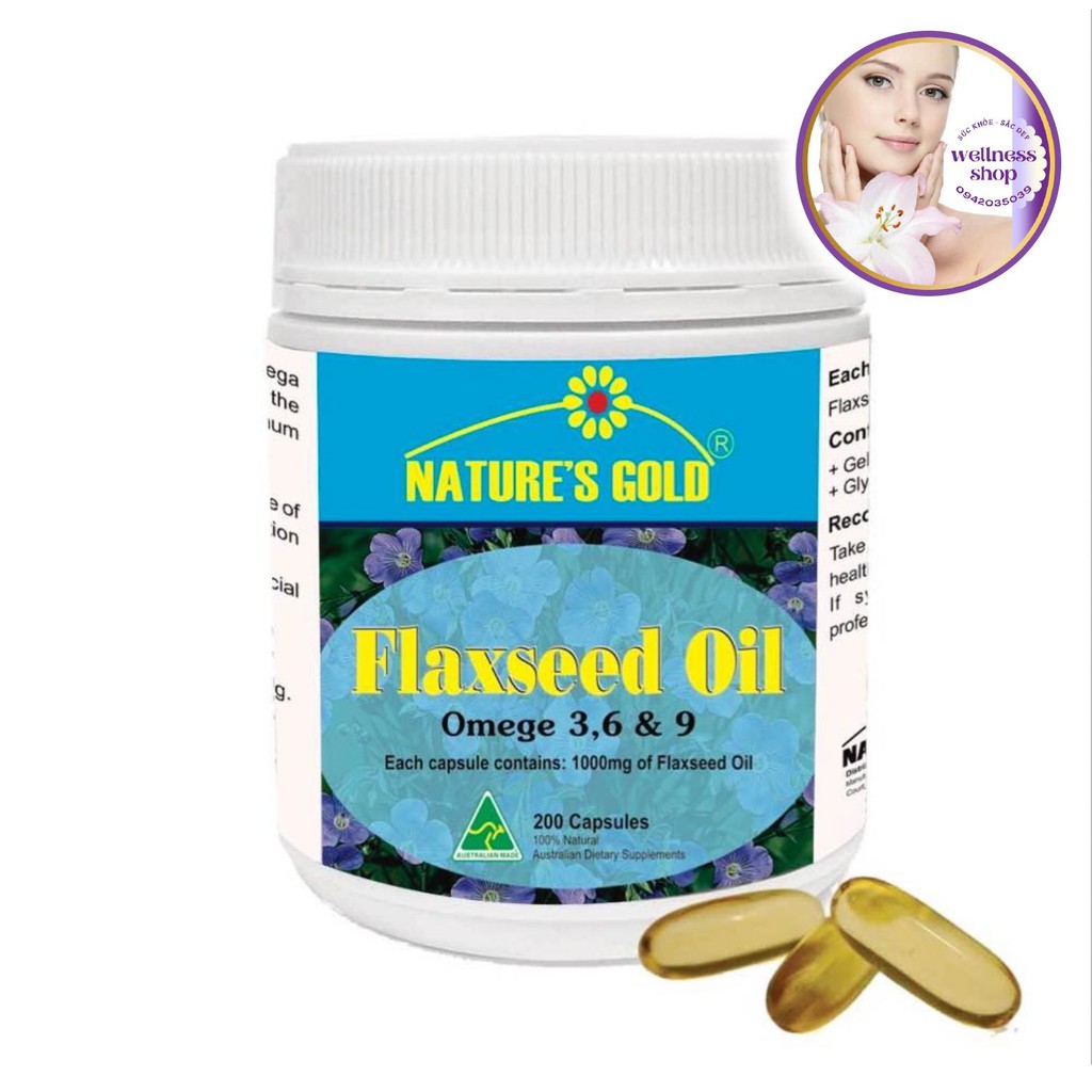 Omega 3, 6 & 9 1000mg Flaxseed Oil - Viên uống giảm mỡ máu ổn định huyết áp chống xơ vữa động mạch tai biến đột quỵ 200v