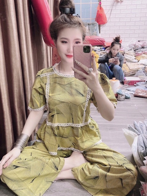 [ Mã FAMAYWA2 giảm 10K đơn 50K] Sét đồ bộ ống rộng viền ren cổ tròn ngắn tay | BigBuy360 - bigbuy360.vn