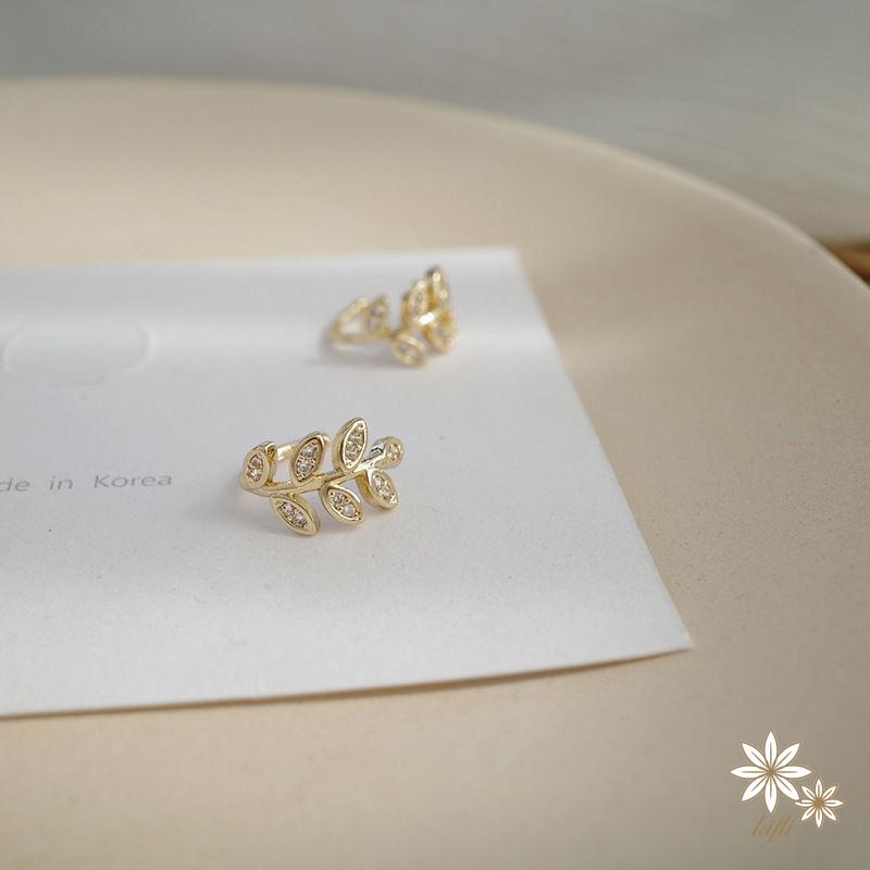 【kifli】 Khuyên kẹp vành tai hình chiếc lá đơn giản phong cách Hàn Quốc
