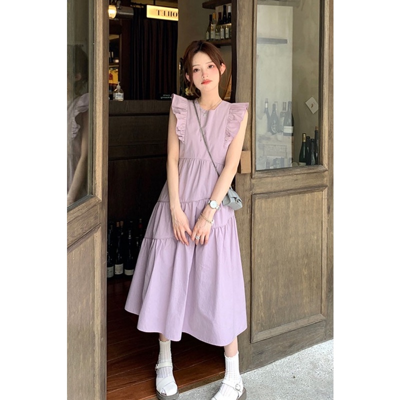 Đầm Ngắn Màu Tím Dáng Dài Phong Cách Thời Trang Hàn Quốc Dành Cho Nữ
