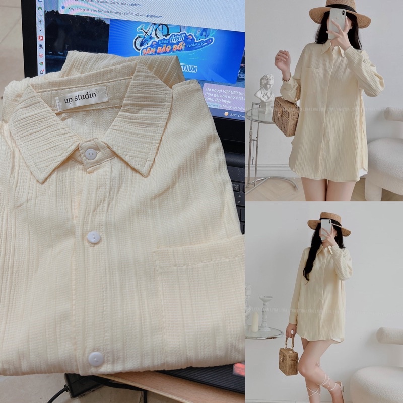 [Ảnh thật/Video] [Ảnh thật/Video] Áo sơ mi đũi gân form to rộng Hàn Xẻng Áo sơ mi mềm mịn siêu mát