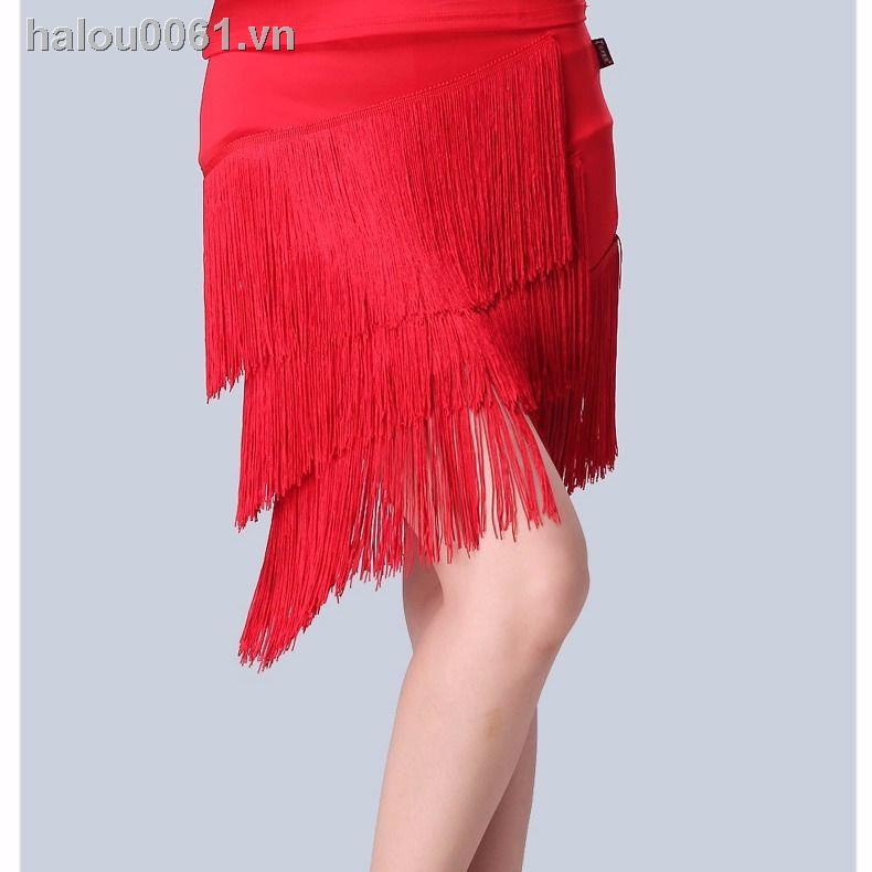 Chân váy khiêu vũ Latin dài trung bình phối tua rua thời trang cho nữ