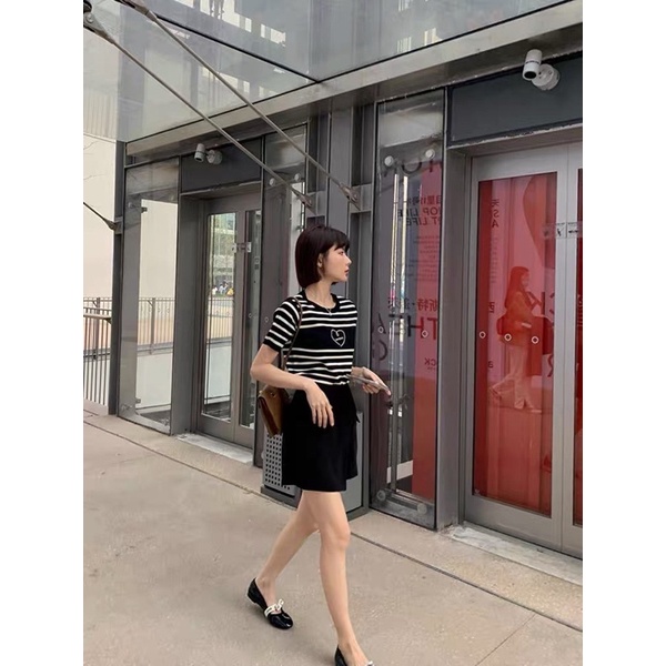 ANU455 - ÁO LEN KẺ NGANG ĐEN TRẮNG LOVE ME | BigBuy360 - bigbuy360.vn