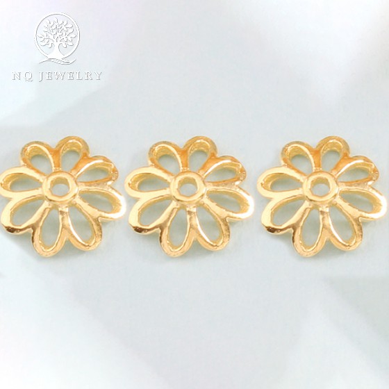 Phụ kiện bạc chụp hạt, bọc hạt họa tiết hoa - NQ Jewelry