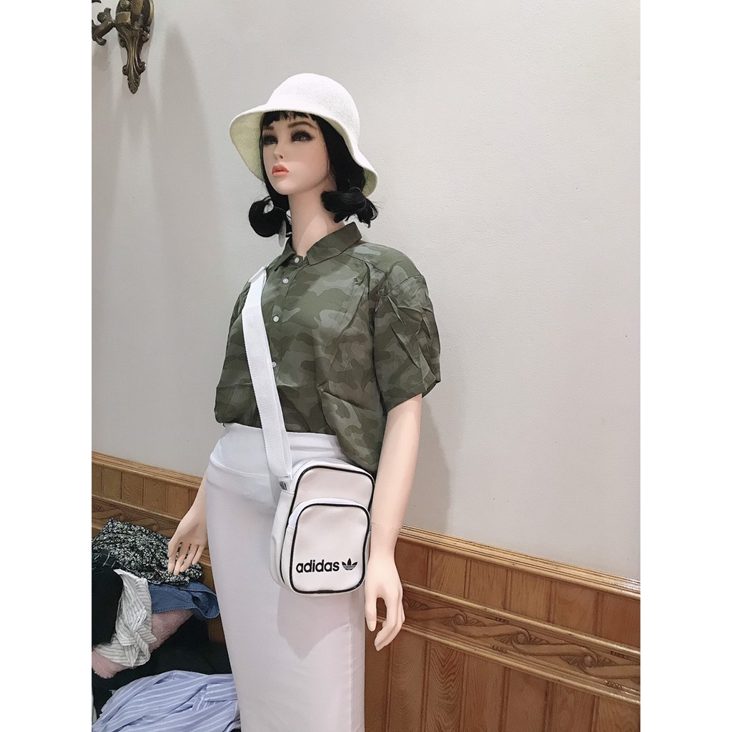 Áo sơ mi nữ cộc tay buộc gấu chất siêu mát năng động cá tính freesize dễ mix XanhHouse