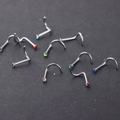 Khuyên mũi tròn kim nhiều màu titan unissex