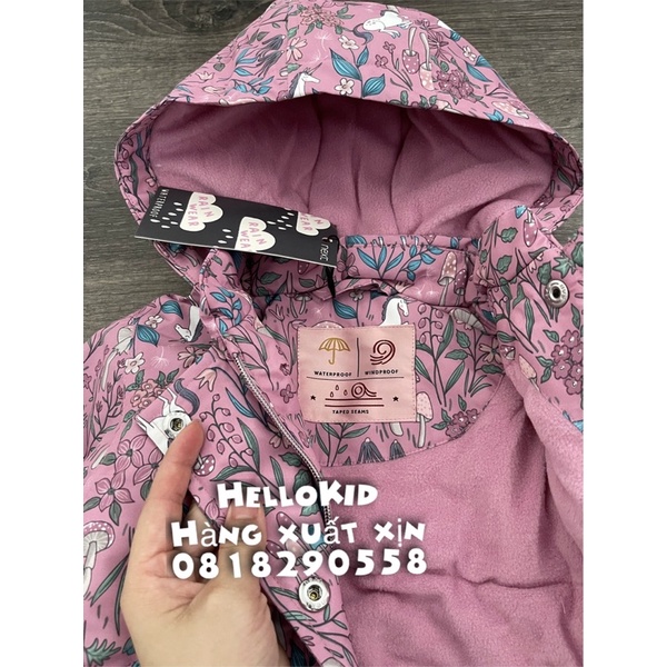 A532 - Áo khoác raincoat hồng ngựa hoa bé gái Nxt