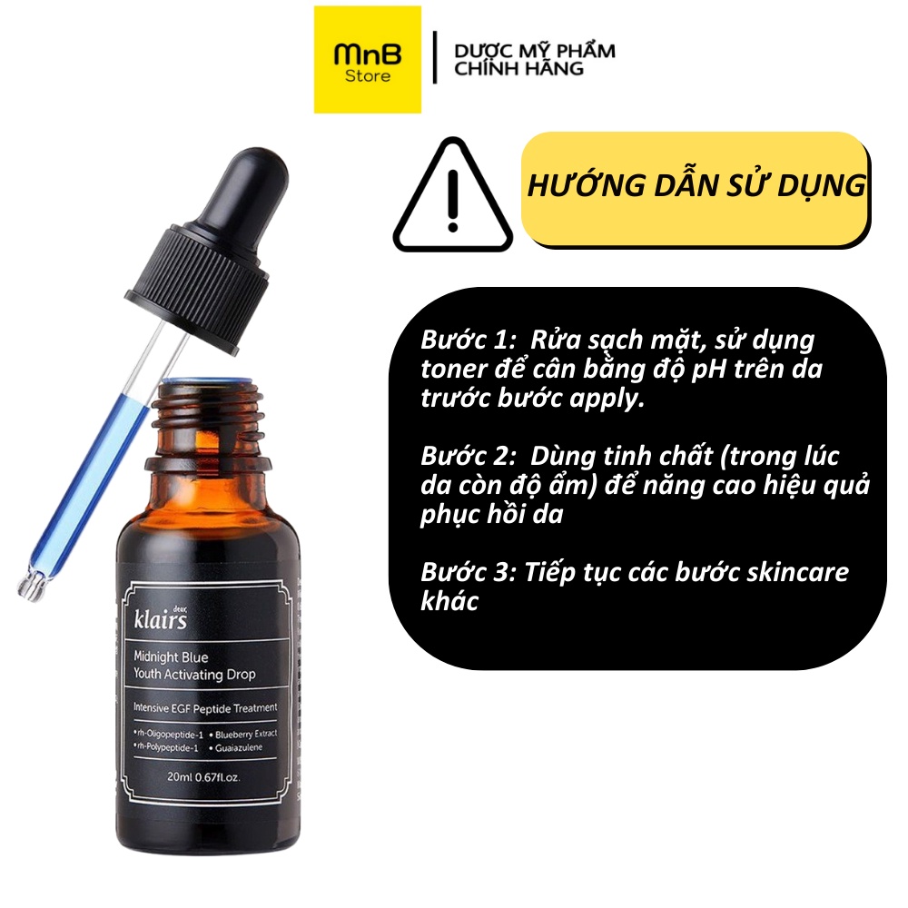 Tinh chất dưỡng ẩm da Serum Klairs Midnight Blue Youth Acticating Drop hàn quốc 20ml