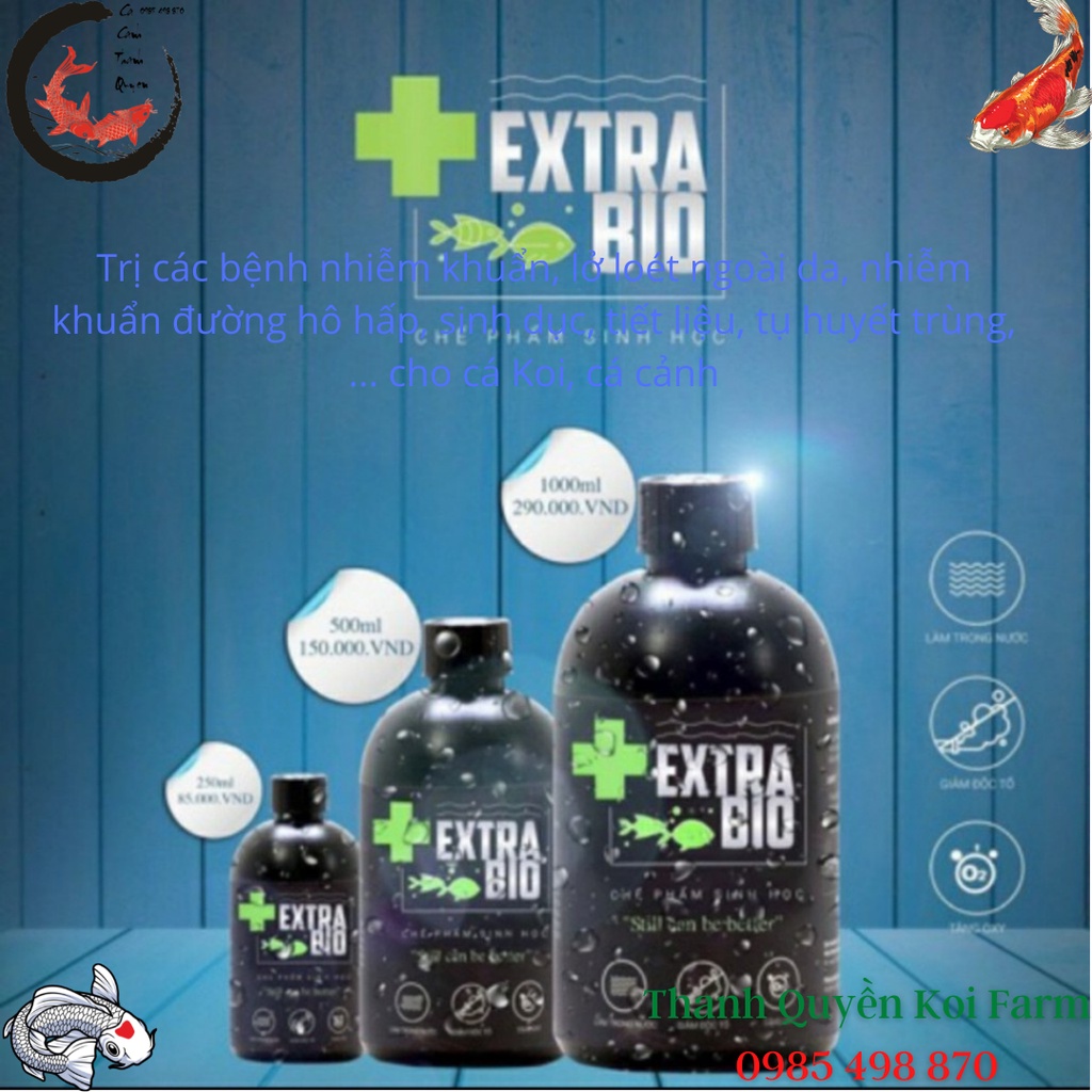 Vi Sinh Làm Trong Nước Bể Cá Cảnh, Cá Koi Extra Bio 250ml, 500ml