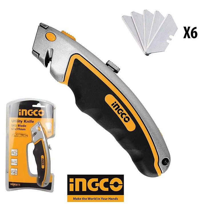 Dao rọc đa năng INGCO 61x19mm HUK611 [Chính hãng]