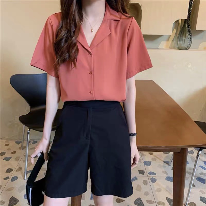Áo sơ mi cổ vest quốc dân nhất định nên có, phối chân váy, quần jeans ,quần tây , quần sort bao xinh - VADA (SM5)