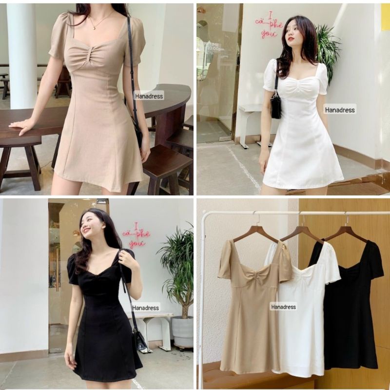 Đầm trắng xòe chữ A thanh lịch, nhẹ nhàng , tôn dáng by hanadress