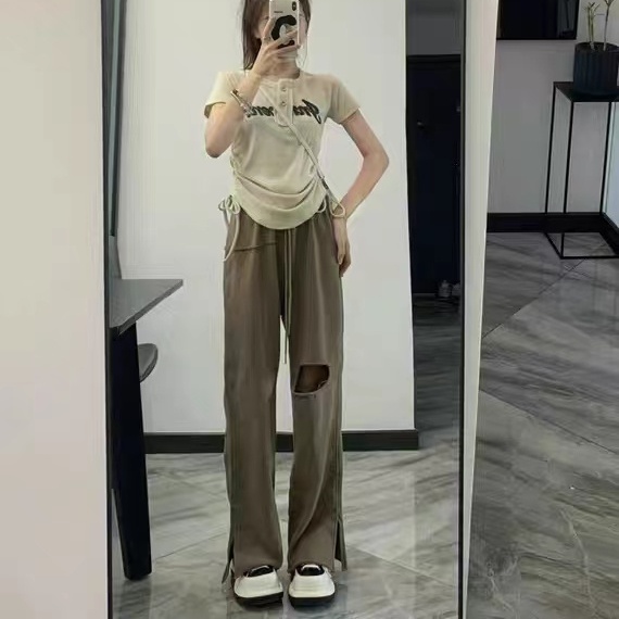 Quần thể thao SUXI lưng cao ống rộng thời trang đơn giản dễ phối đồ cho nữ