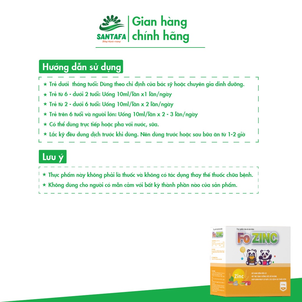 Fo Zin C Fobelife - Bổ sung kẽm hữu cơ - Hỗ trợ tăng sức đề kháng - Hộp 20 ống