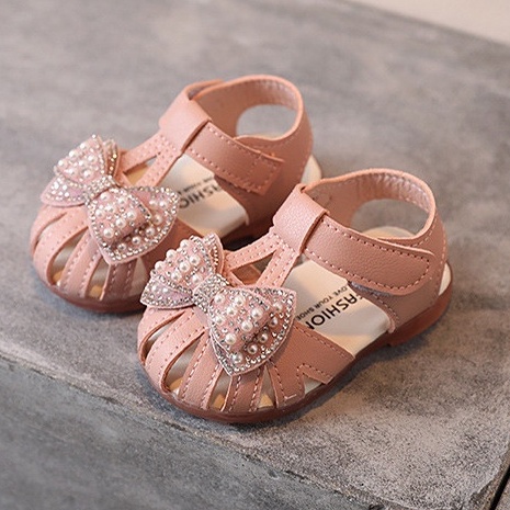Rọ đính nơ tập đi, sandal nơ tập đi cho bé gái đế mềm đính nơ đá xinh xắn cho bé 0 đến 5 tuổi Mã A10