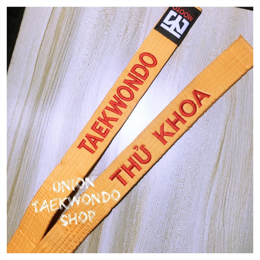 Đai Taekwondo Phong Trào Mooto Thêu Sẵng Đủ Màu Hàng Có Sẵng x UnionTaekwondoSHOP Black Belt