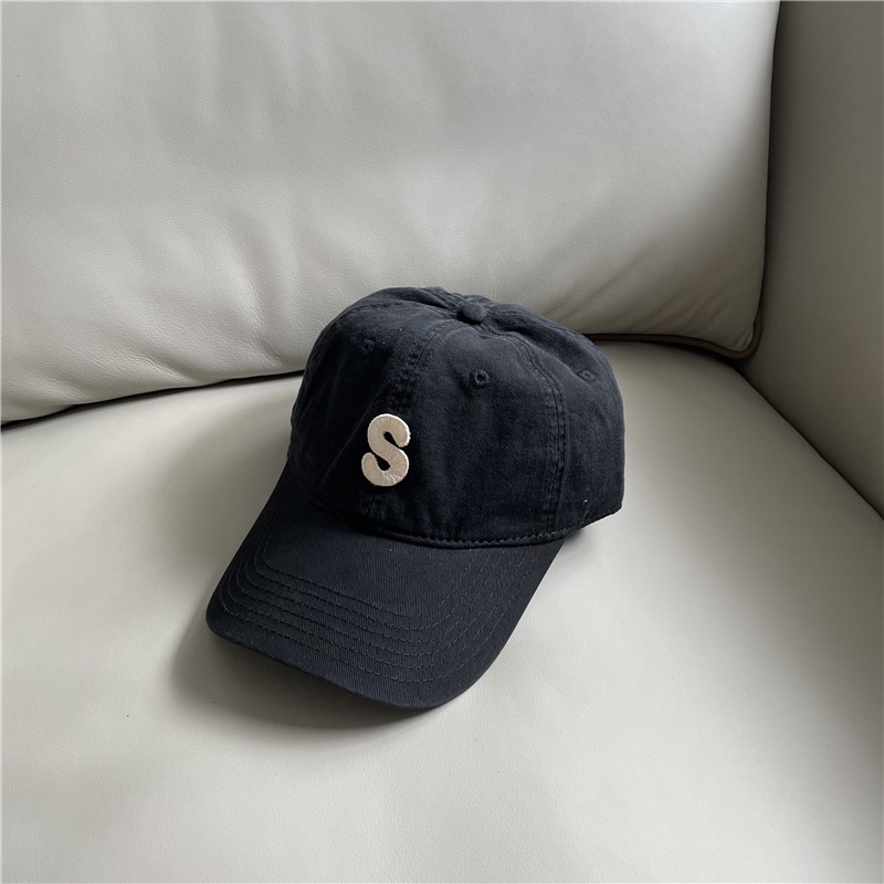 Mũ lưỡi trai chống nắng màu trơn họa tiết chữ cái phong cách Nhật Bản thời trang cho nam và nữ 15a