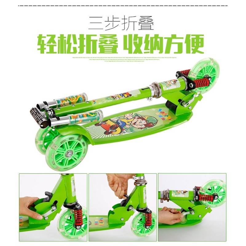 [Lynh_kids88] XE TRƯỢT 3 BÁNH SCOOTER LOẠI SẮT - Có đèn phát sáng - Gấp gọn