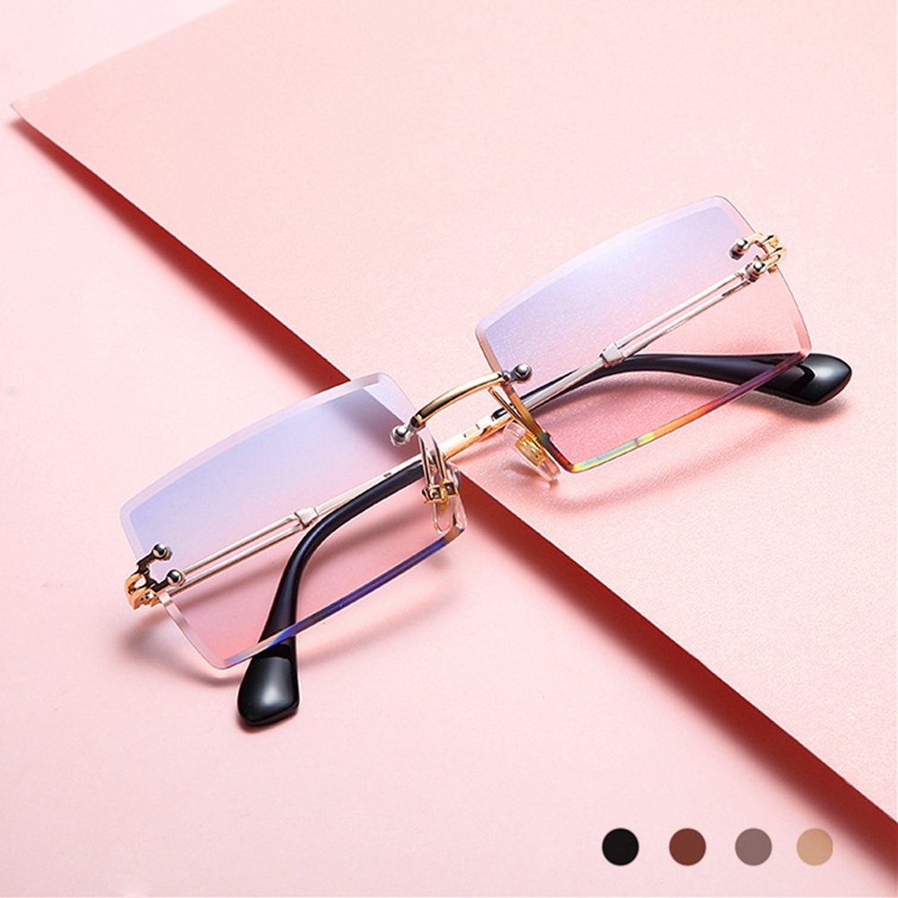 Kính mát không gọng chống tia UV nhiều màu sắc phong cách retro dành cho nữ