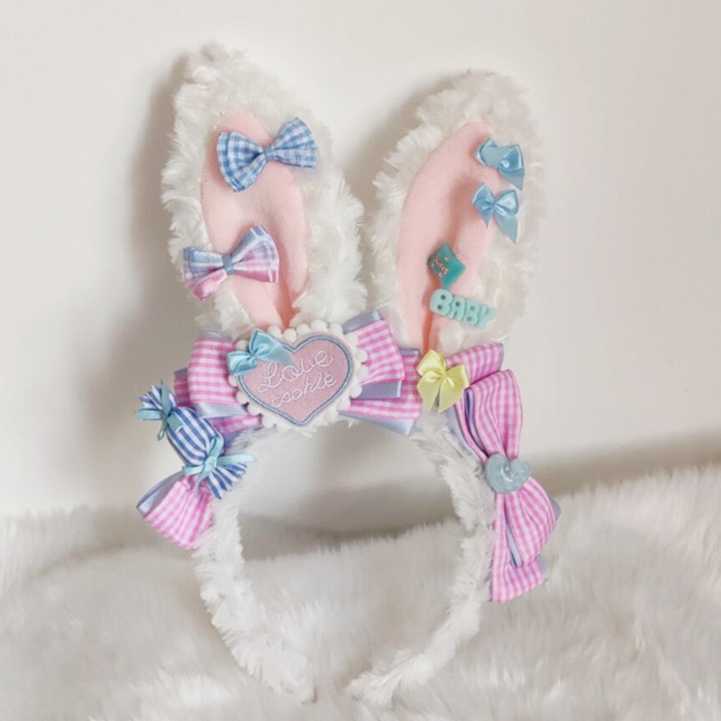 Băng Đô Tai Thỏ Phối Lông Xù Đáng Yêu Dành Cho Hóa Trang