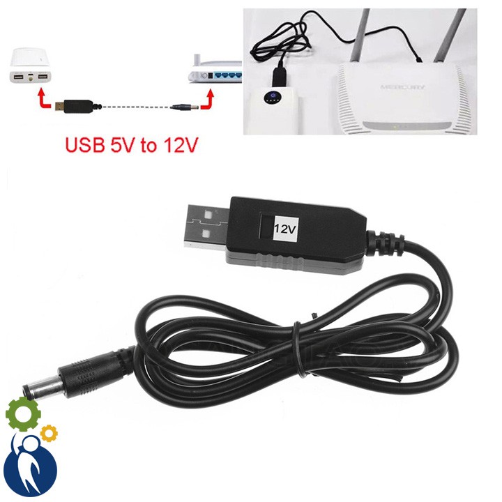 Cáp Chuyển Đổi 5V USB Sang 12V Cấp Nguồn Wifi cho Pin Sạc Dự Phòng 3A