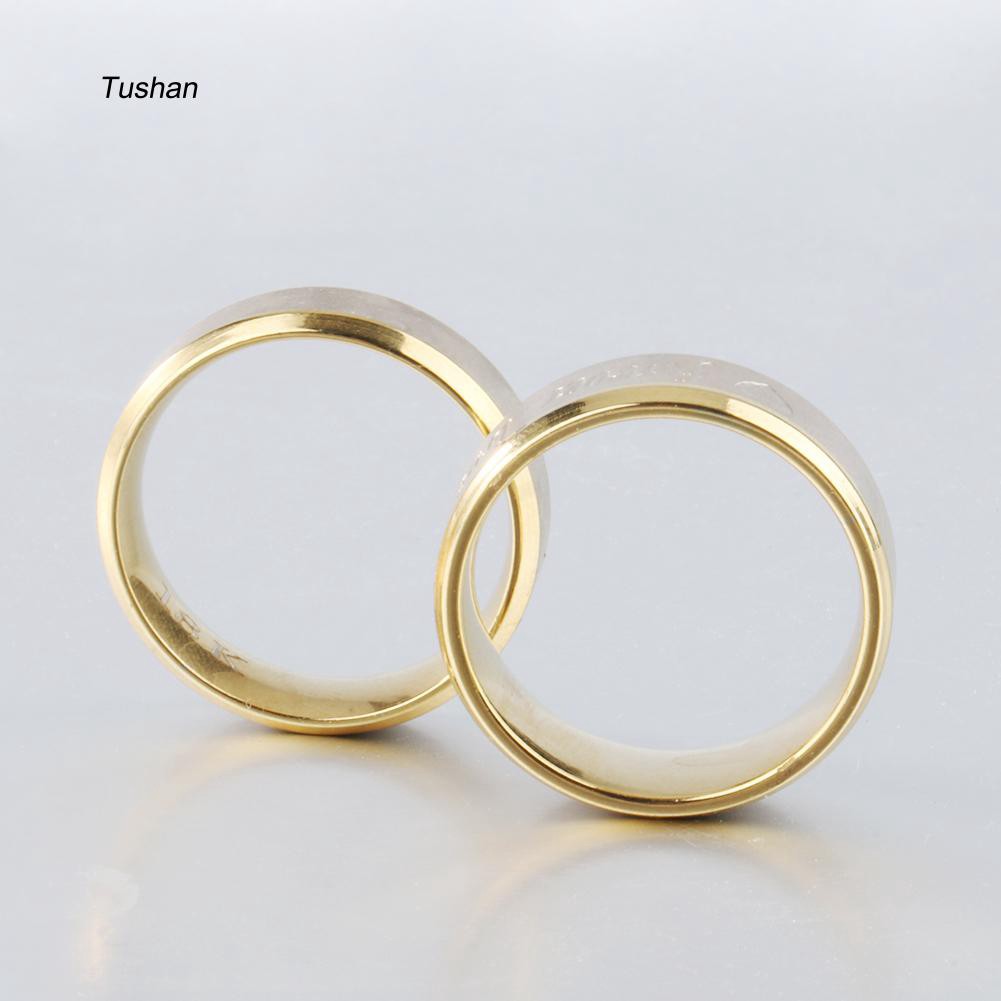 Nhẫn Đính Hôn Mạ Vàng Khắc Chữ Forever Love Dành Cho Các Cặp Đôi