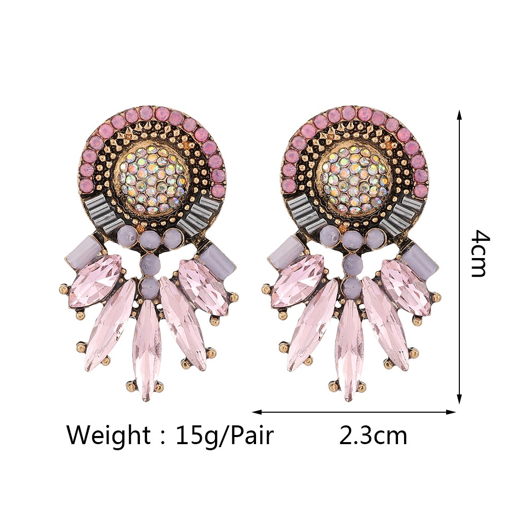 Khuyên tai Pinkdudu PD841 hợp kim đính đá thủy tinh phong cách bohemia thời trang cho nữ