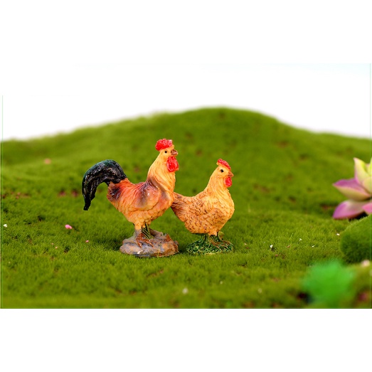 ❤❤Cặp Gà Trống Mái Hoa Mơ Xinh Xắn❤❤ Phụ Kiện Trang Trí Tiểu Cảnh Sen Đá, Terrarium, Decord Mô Hình