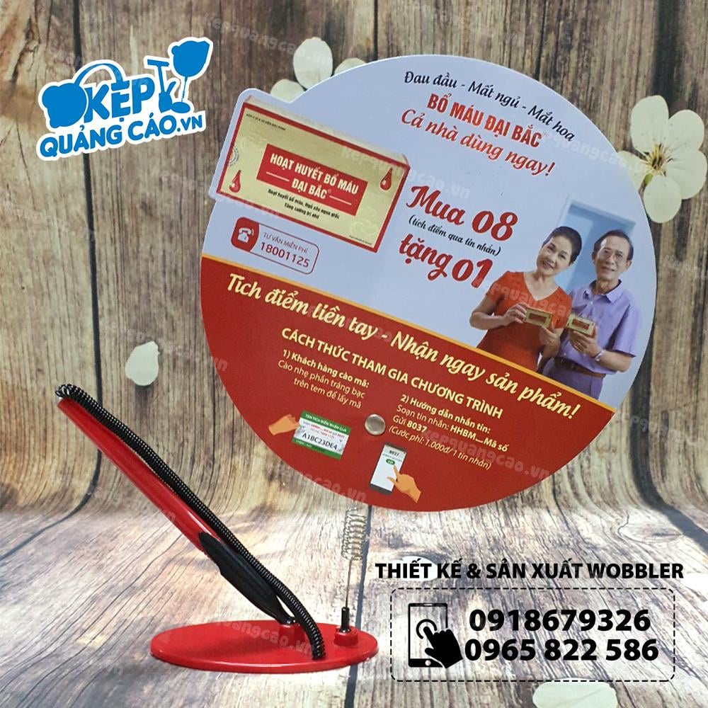 Chân đế bút bi - Wobbler để bàn có gắn bút bi - Kẹp để bàn bút bi - Màu: xanh dương, xanh lá, đỏ -  CD BÚT