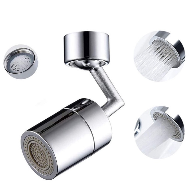 Đầu nối vòi nước tăng áp xoay 720 độ lắp vòi nước chậu rửa bát chén lavabo với 2 chế độ nước chảy