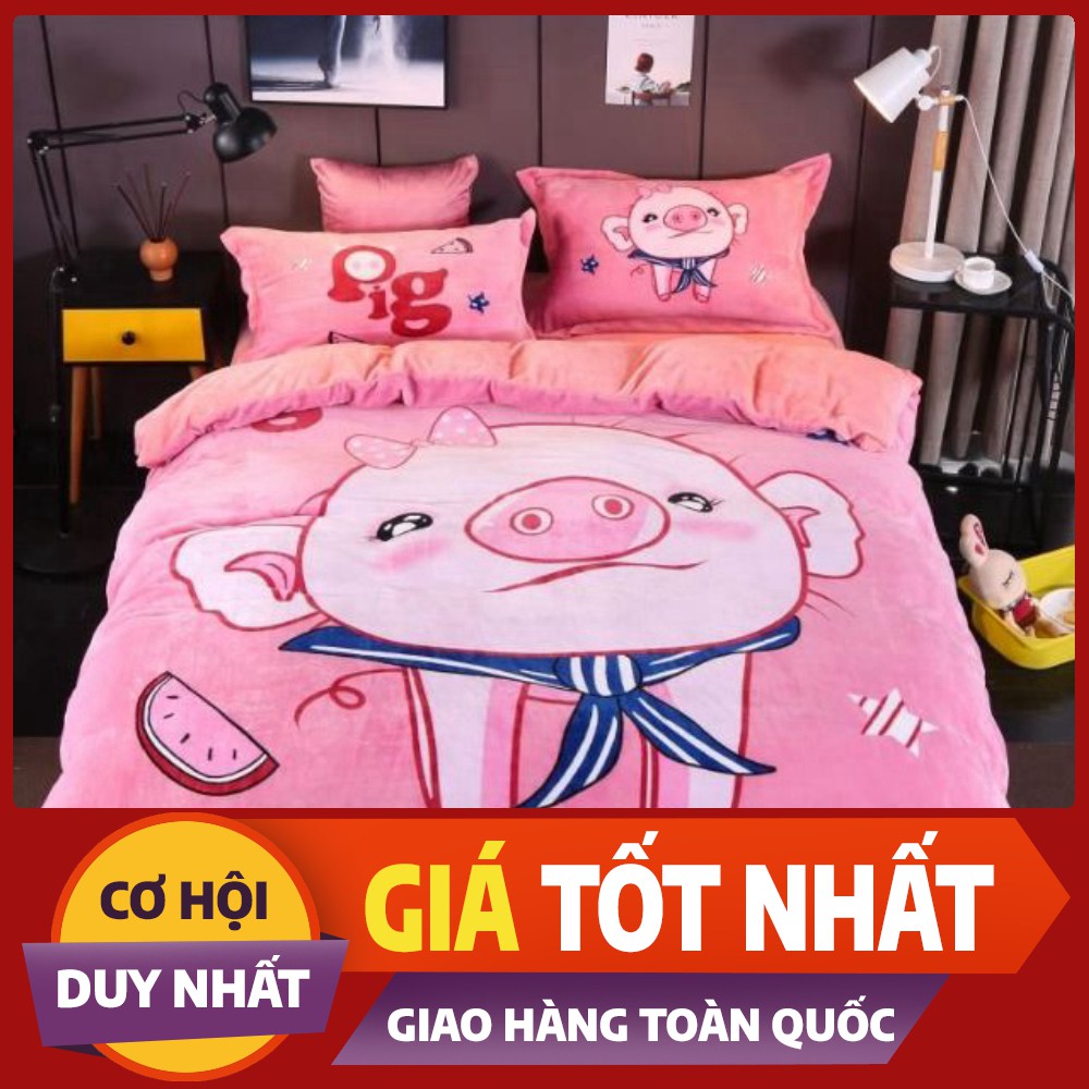 Bộ chăn ga gối nỉ nhung 3D (nhiều màu)