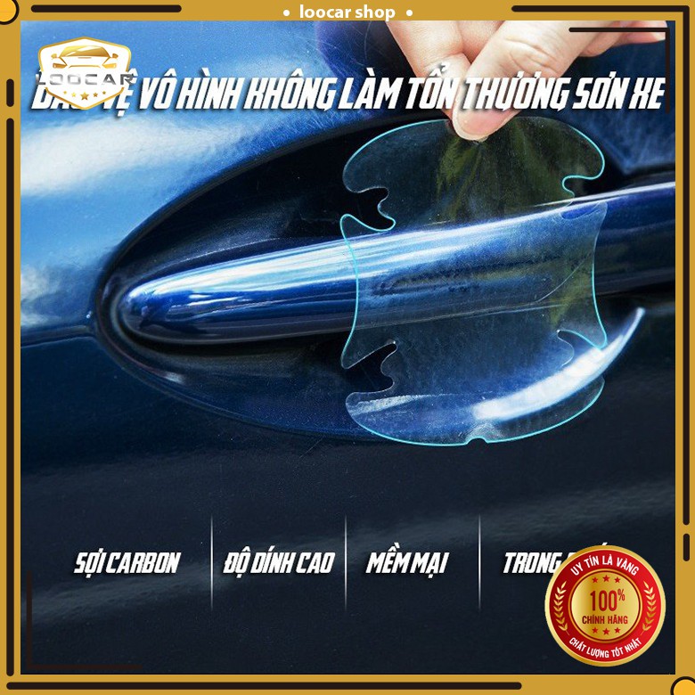Bộ 4 Miếng Dán Trong Suốt Chống Xước Hõm Tay Nắm Cửa Ô Tô - Miếng Dám Hõm Cửa Chống Xước Xe Hơi