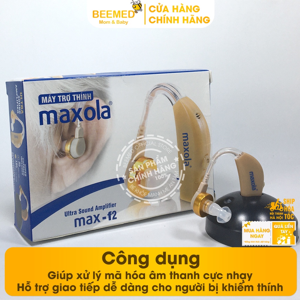 Máy trợ thính không dây, tai nghe siêu nhỏ cho người già sạc pin, lọc tiếng ồn - Maxola Inqua