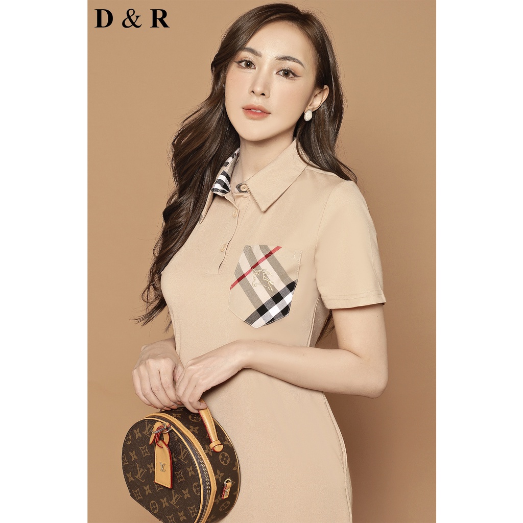 Đầm polo nữ bigsize thêu BBR Quảng Châu cao cấp chân váy xếp ly D&R Fashion D127