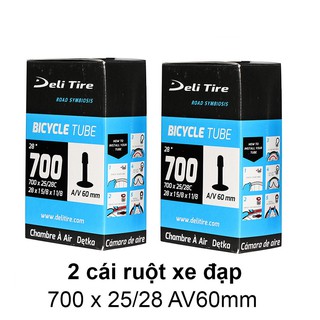 Ruột xe đạp 700x25/28 van xe máy dài 60mm DELI-TIRE (Số lượng 2 cái)