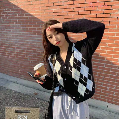 Áo Khoác Cardigan Dệt Kim Tay Dài Cổ Chữ V Phong Cách Retro Mùa Thu Cho Nữ